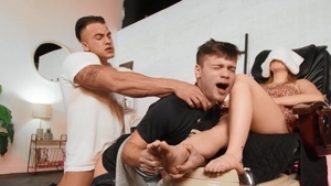 Str8toGay.com - Super slim Ryan Bailey fantasy gagging indoors